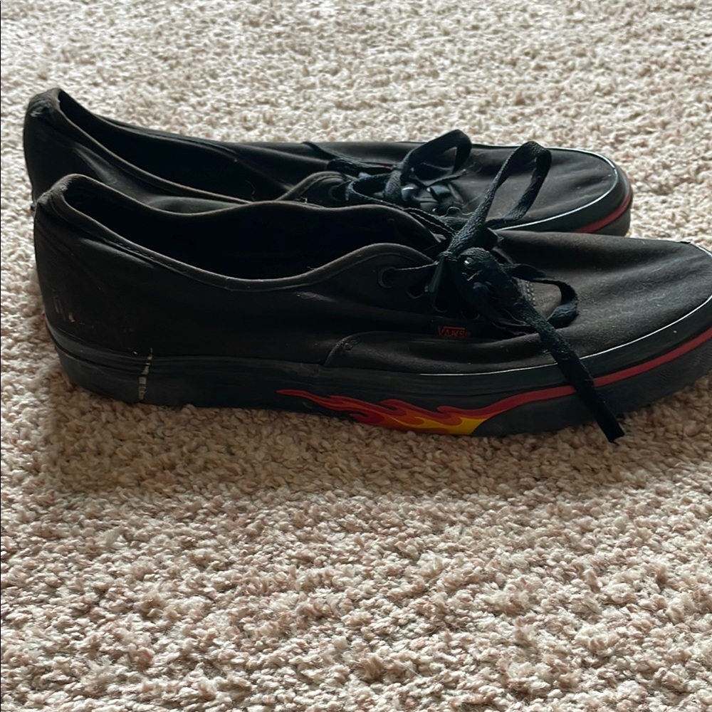 Vans Black Sneakers with Flame Design